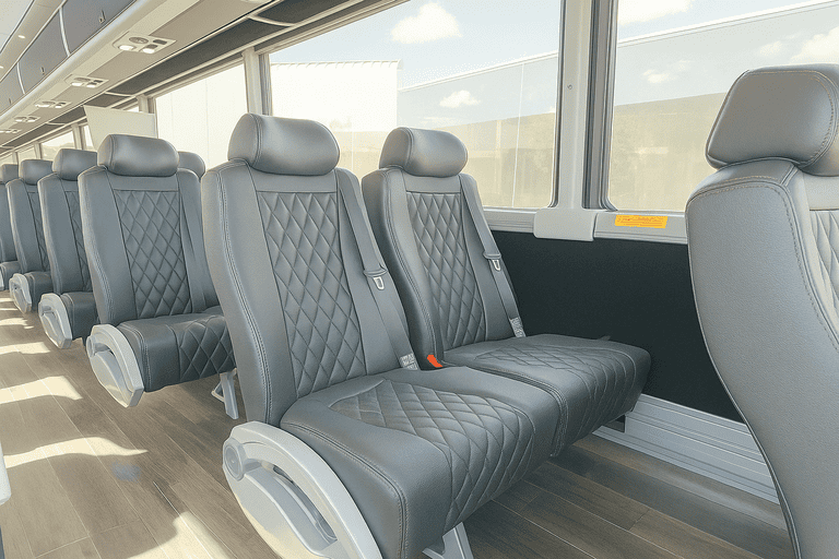 interior of Medford Minibus Company charter bus