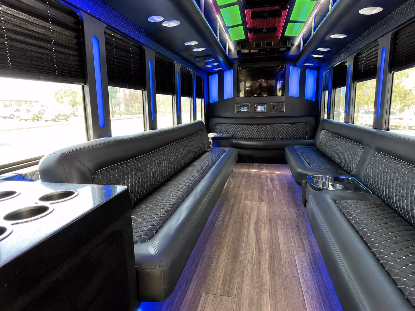 medford 15 passenger party bus inside