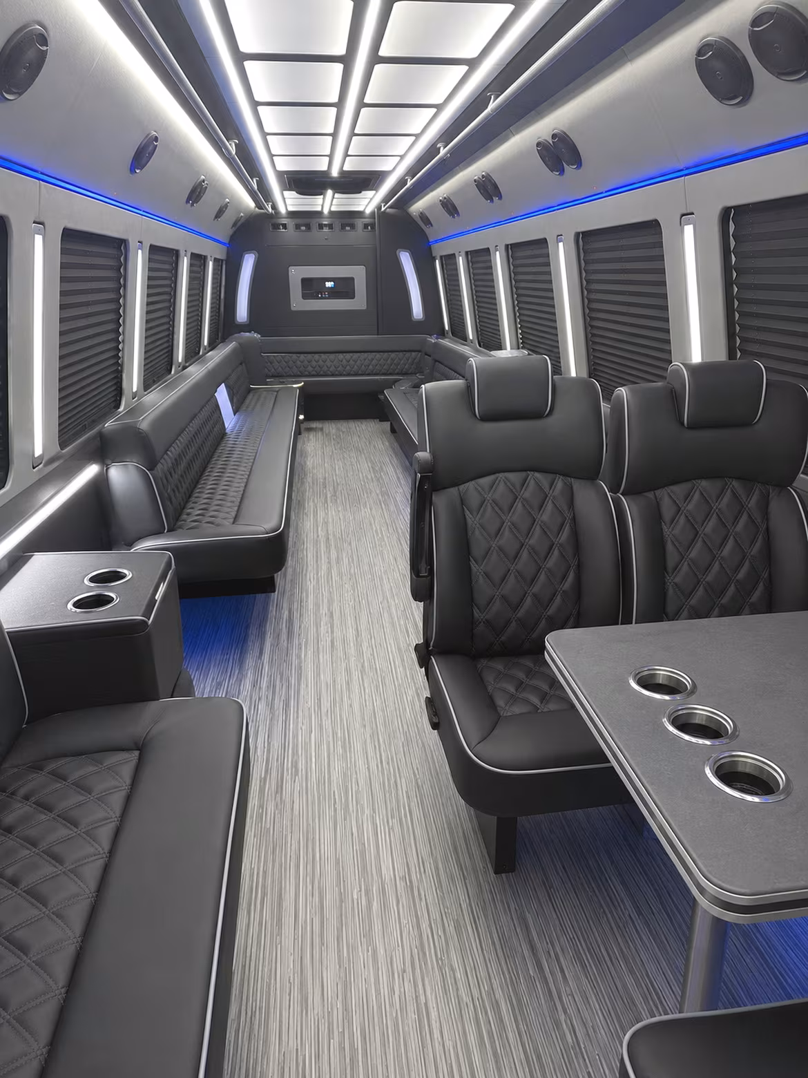 medford 25 passenger party bus inside