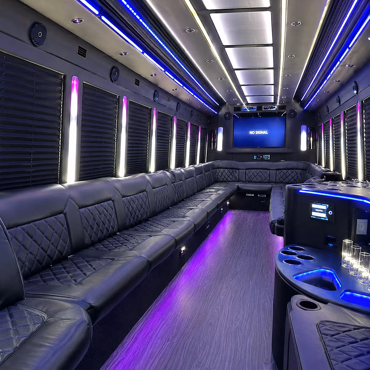 medford 30 passenger party bus inside