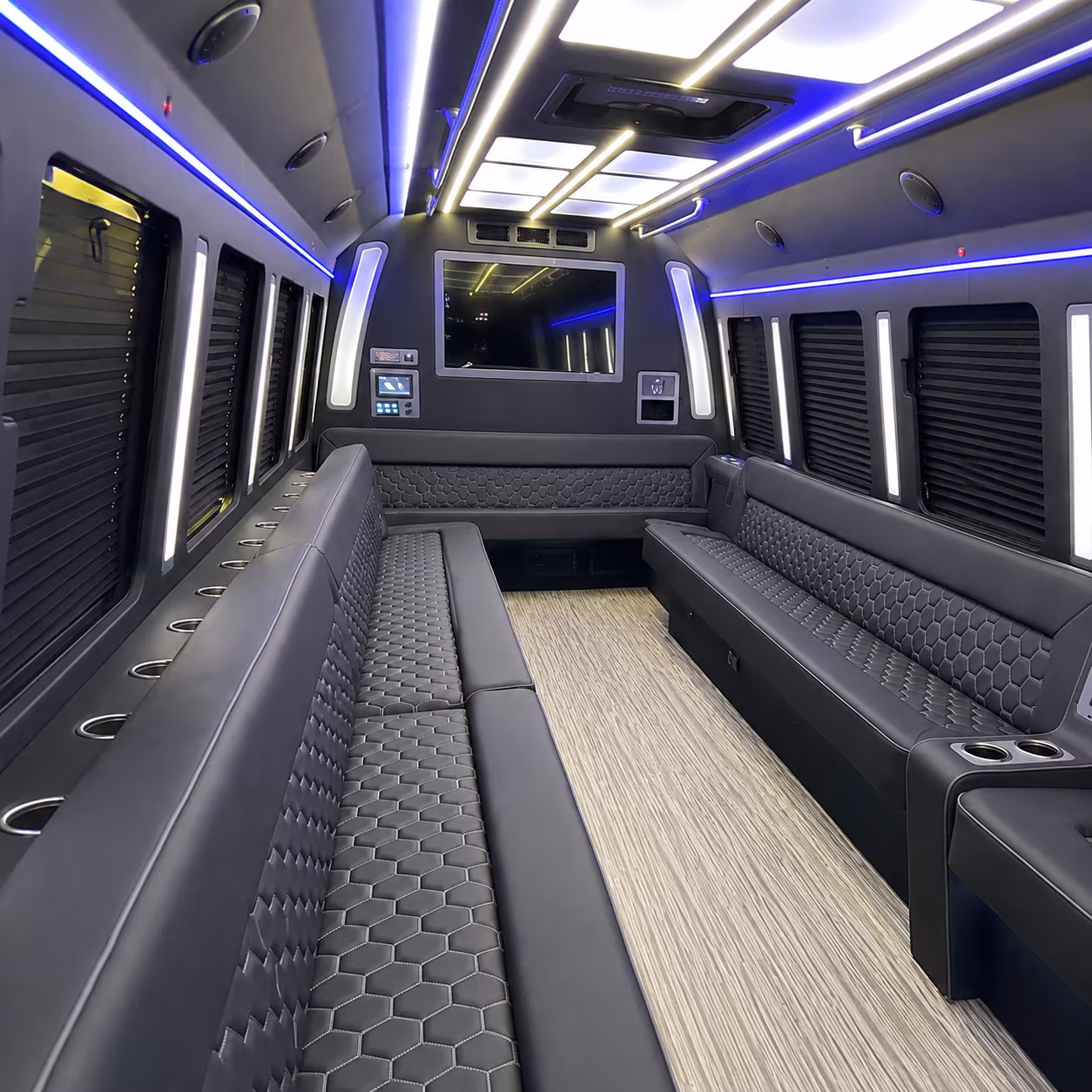 medford 40 passenger party bus inside